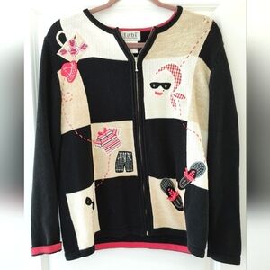 VINTAGE TABI 100% Cotton Full Zip Cardigan Size Small